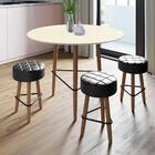 Conj. Mesa Gardênia Sweet Corn E 3 Banquetas Pretas