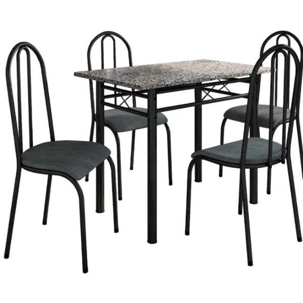 Conj. Mesa Genebra 4 Cadeiras Alicante Pto Pta/mesc. Petróleo