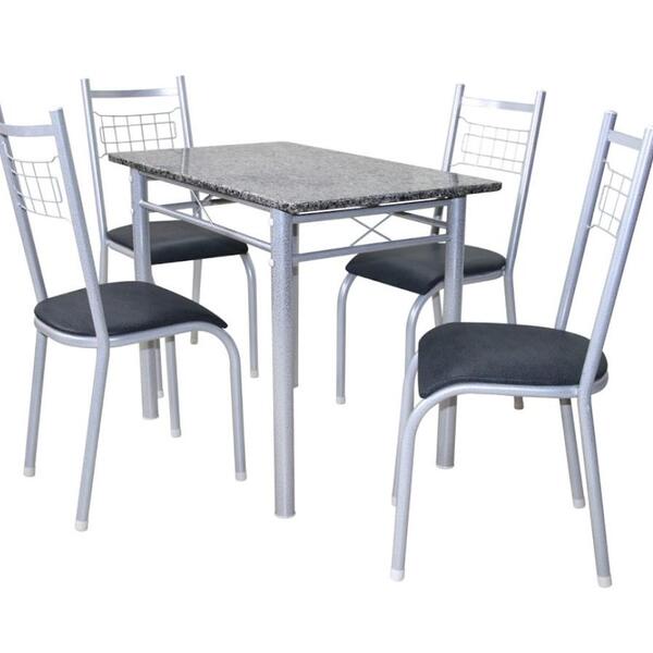 Conj. Mesa Genebra 4 Cadeiras Lisboa Bco Pta/mesc. Petróleo