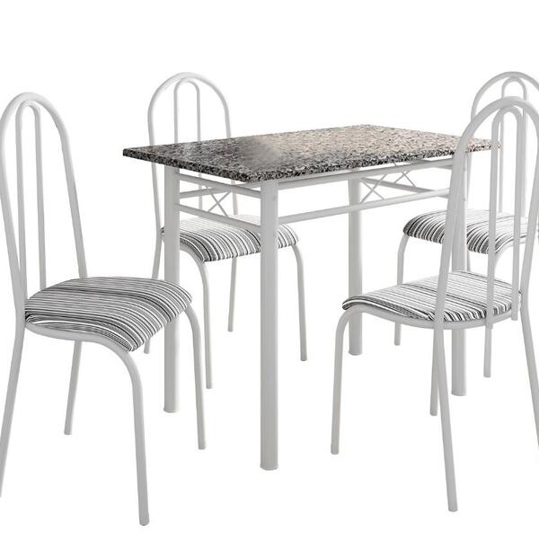 Conj. Mesa Genebra C/4 Cadeiras Alicante Branco/pto Listrado