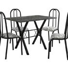 Conj. Mesa Miami 1,10m 4 Cadeiras Madri Pto Prata/bco Floral