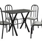 Conj. Mesa Miami 1,10m C/4 Cadeiras Madri Pto Prata/vegetale