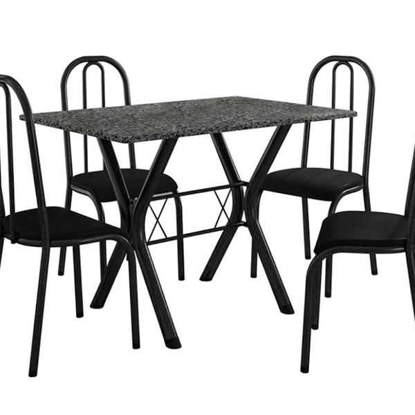 Conj. Mesa Miami 1,10m C/ 4 Cadeiras Madri Preto Prata/preto