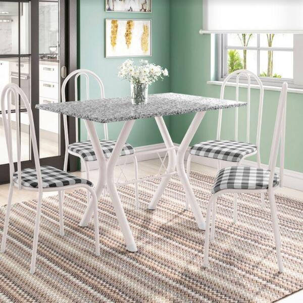 Conj. Mesa Miami 4 Cadeiras Alicante Branco/xadrez