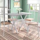 Conj. Mesa Miami 4 Cadeiras Lisboa Branco Prata/nature Bege