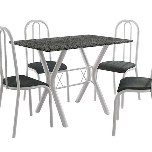 Conj. Mesa Miami C/4 Cadeiras Madri Bco Prata/mesc Petróleo