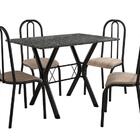 Conj. Mesa Miami C/4 Cadeiras Madri Preto Prata/nature Bege