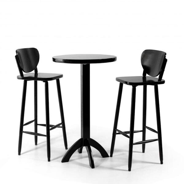 Conj Bistrô Mesa Redonda Alta Com 2 Banquetas Lisboa Preta