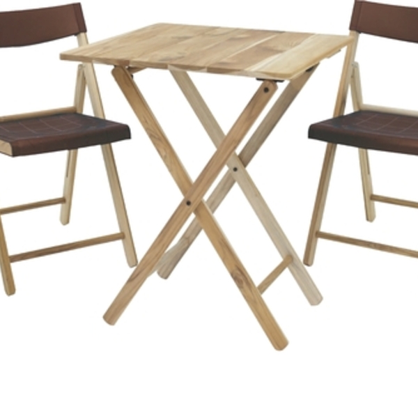 Conj Cadeiras Mesa Madeira Potenza Dobravel Madeira Teca Natu