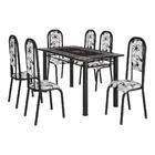 Conj De Mesa Ref. 06/140 6 Cadeiras Tubular Tampo De Ardósia