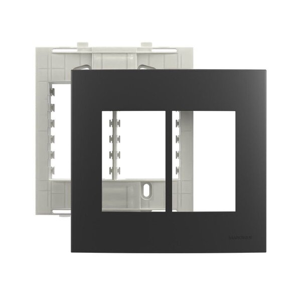 Conj Placa 4x4 6 Postos Horiz Grafite Com Sup Sleek - Res.sf