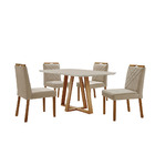 Conj Sala De Jantar Mesa Florença Madeira Maciça 140x80 Tampo