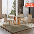 Conj Sala De Jantar Mesa Florença Madeira Maciça 140x80 Tampo