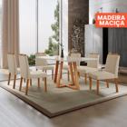 Conj Sala De Jantar Mesa Florença Madeira Maciça 160x90 Tampo