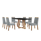 Conj Sala De Jantar Mesa Florença Madeira Maciça 160x90 Tampo