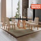 Conj Sala De Jantar Mesa Florença Madeira Maciça 180x90 Tampo