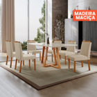 Conj Sala De Jantar Mesa Florença Madeira Maciça 180x90 Tampo