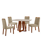 Conj Sala De Jantar Mesa Floripa Madeira Maciça 120x80 Tampo