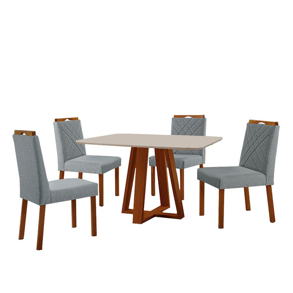 Conj Sala De Jantar Mesa Floripa Madeira Maciça 120x80 Tampo