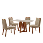 Conj Sala De Jantar Mesa Floripa Madeira Maciça 140x80 Tampo