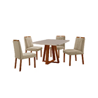 Conj Sala De Jantar Mesa Floripa Madeira Maciça 90x90 Tampo Q