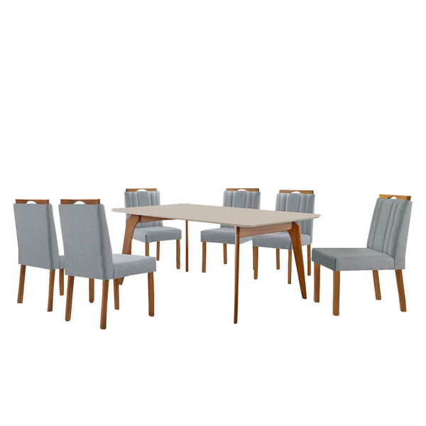 Conj Sala De Jantar Mesa Paris Madeira Maciça 160x90 Tampo Re