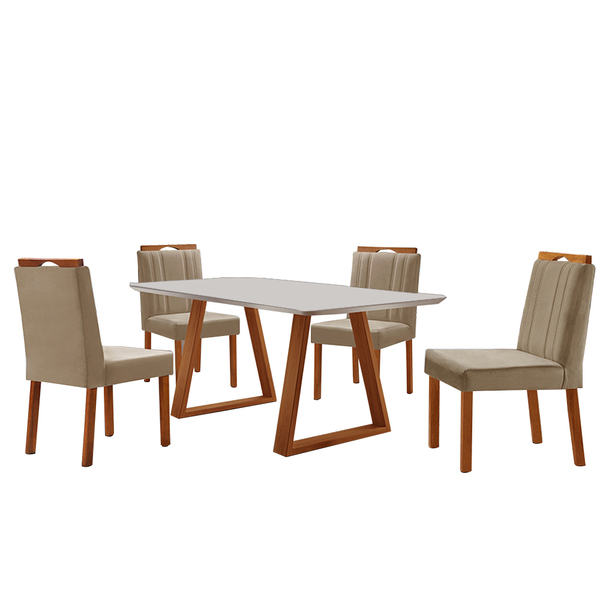 Conj Sala De Jantar Mesa Viena Madeira Maciça 140x80 Tampo Re