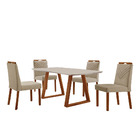 Conj Sala De Jantar Mesa Viena Madeira Maciça 140x80 Tampo Re