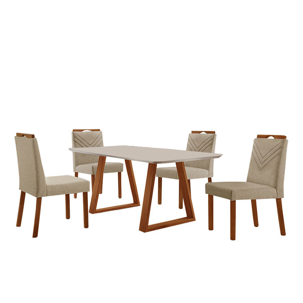 Conj Sala De Jantar Mesa Viena Madeira Maciça 140x80 Tampo Re