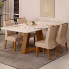 Conj Sala Jantar 170x90 Carv Nob Off White Veludo Moca Dj Mov