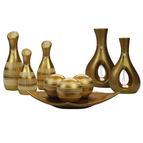 Conj Vasos Para Sala Mesa Armario Painel Enfeite Brilhante Do