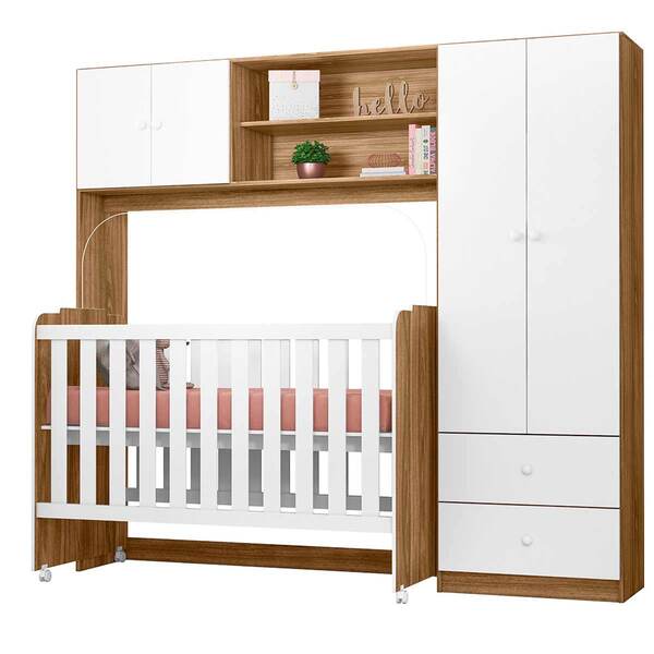 Conjugado Infantil Ternura Com Berço Amore Cor Nature Branco