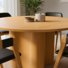 Conjunro Jantar Mesa Palmas Redonda C/ 6 Caderias Linha Alta