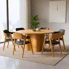 Conjunro Jantar Mesa Palmas Redonda C/ 6 Caderias Linha Alta