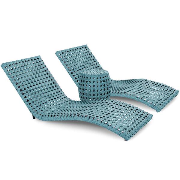 Conjunto2 Espreguiçadeira Bogotá E 1 Puff Azul Estonado Colme