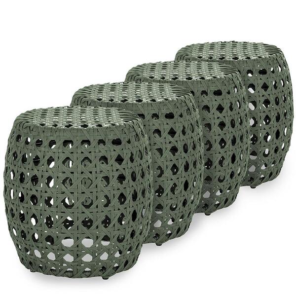 Conjunto4 Puff Colmeia Verde Estonado Para Piscina Área Lazer