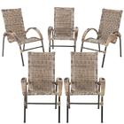 Conjunto5 Cadeira Cravo Area Varanda Jardim Ferro Fibra Capuc