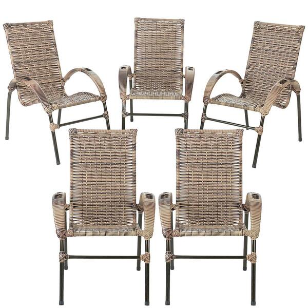 Conjunto5 Cadeira Cravo Area Varanda Jardim Ferro Fibra Capuc