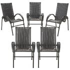 Conjunto5 Cadeira Cravo Area Varanda Jardim Ferro Fibra Tabaco