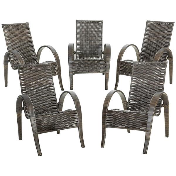 Conjunto5 Cadeiras Napoli Pedra Ferro Fibra Sintetica