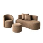 Conjunto 01 Poltrona + Sofá  E 1 Puff Curvo Orgânico Nature G