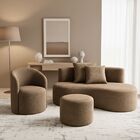 Conjunto 01 Poltrona + Sofá  E 1 Puff Curvo Orgânico Nature G