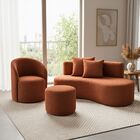 Conjunto 01 Poltrona + Sofá  E 1 Puff Curvo Orgânico Nature G