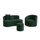 Conjunto 01 Poltrona + Sofá  E 1 Puff Curvo Orgânico Nature G