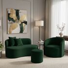 Conjunto 01 Poltrona + Sofá  E 1 Puff Curvo Orgânico Nature G