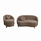 Conjunto 01 Poltrona + Sofá Curvo Orgânico Amsterdã Bouclê -