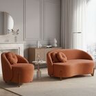 Conjunto 01 Poltrona + Sofá Curvo Orgânico Amsterdã Bouclê -