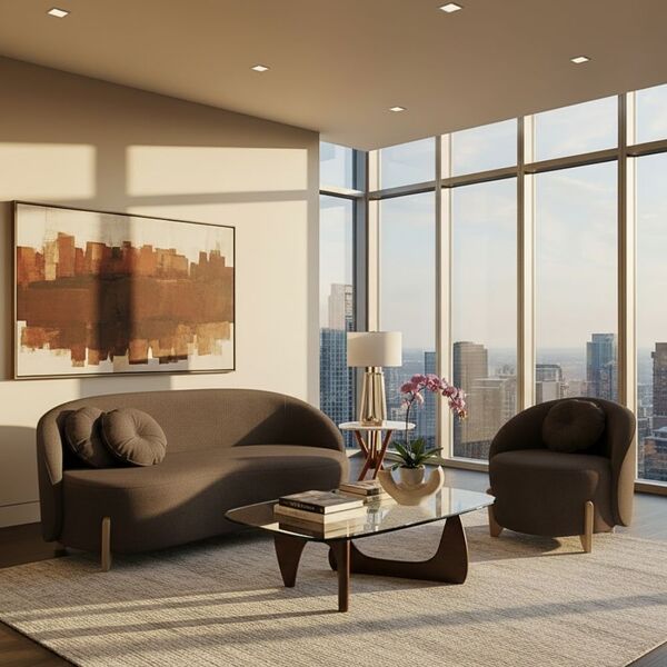 Conjunto 01 Poltrona + Sofá Curvo Orgânico Amsterdã Bouclê -