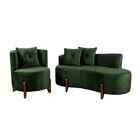 Conjunto 01 Poltrona + Sofá Curvo Orgânico Luna Veludo - Mont