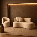 Conjunto 01 Poltrona + Sofá Curvo Orgânico Nature Gaia Boucle